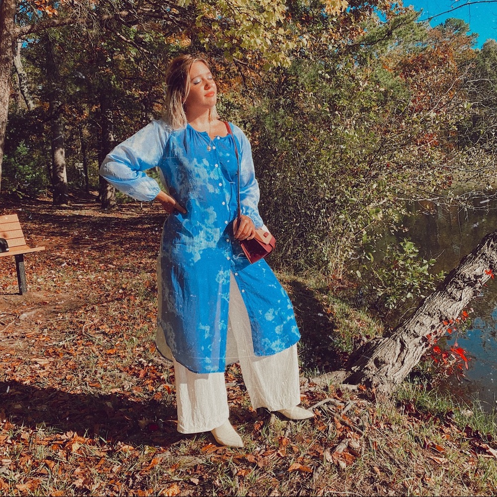 Raquel Allegra Poet Dress in Blue Skies RARE